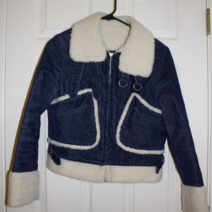 Vintage faux fleece-lined corduroy bomber jacket